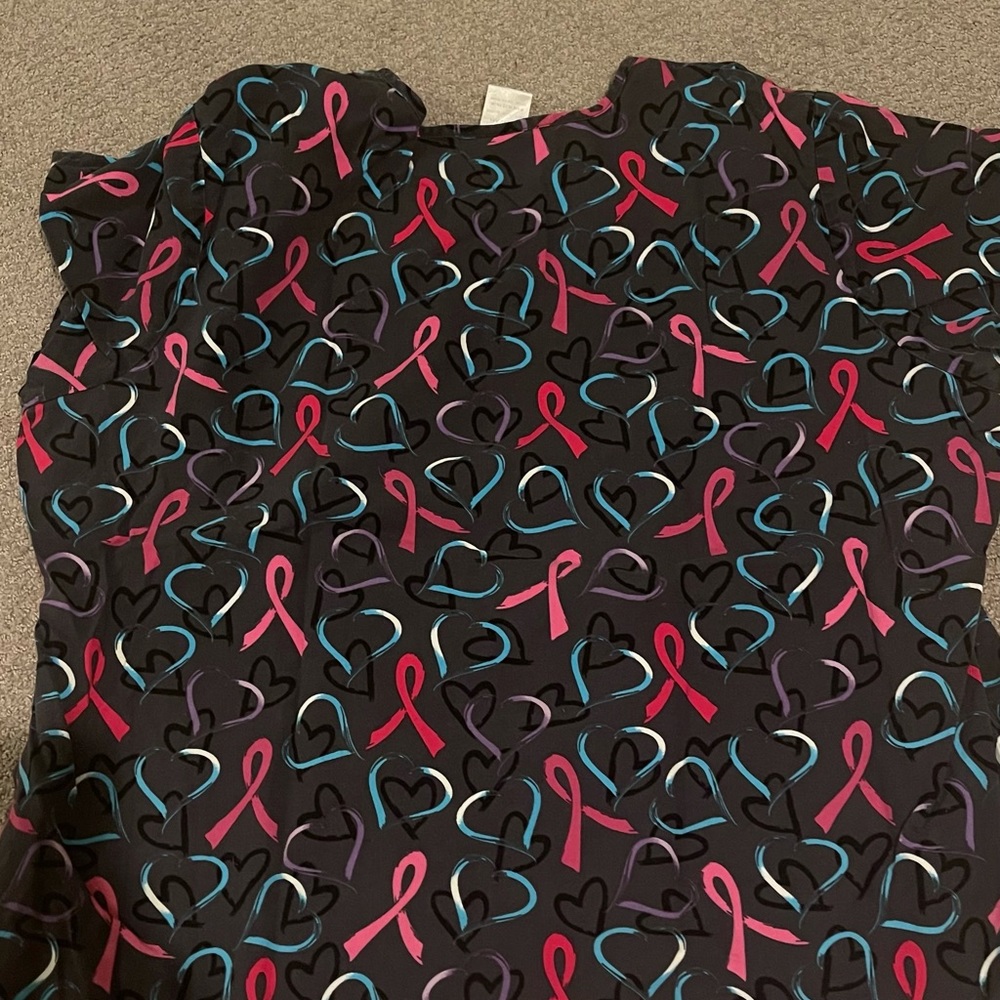 Scrub Star Cancer Ribbon Scrub Top 2XL